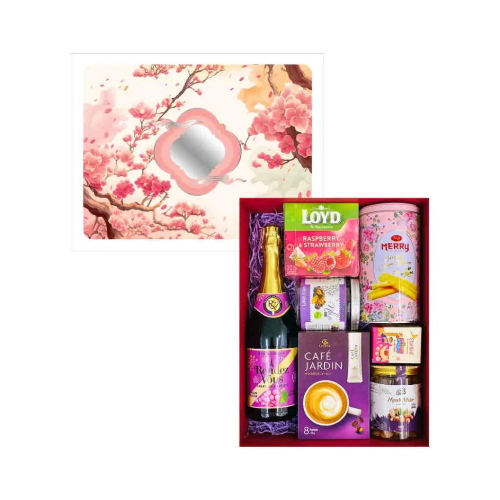 HỘP QUÀ TẾT ĐÀO KHOE SẮC HDKS03 1 Dao Khoe Sac HDKS 03